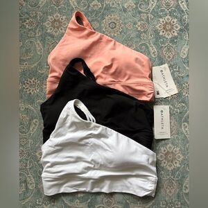 Athleta Trio Sports Bras - Black, White, Peach